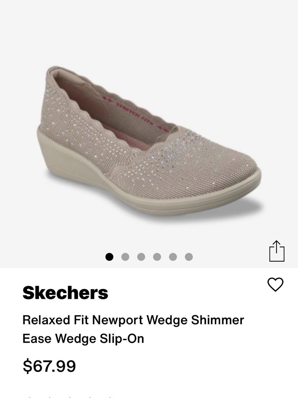 Skechers Relaxed Fit Newport Wedge Shimmer Slip-On - Taupe